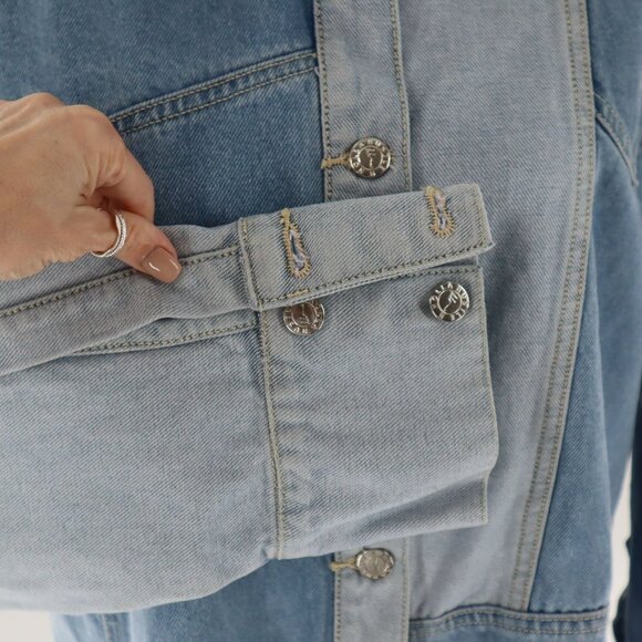 Hustle N Holla Felicity Denim Shacket Women Blue Y2K Casual Trendy Oversized NWT - Picture 13 of 15